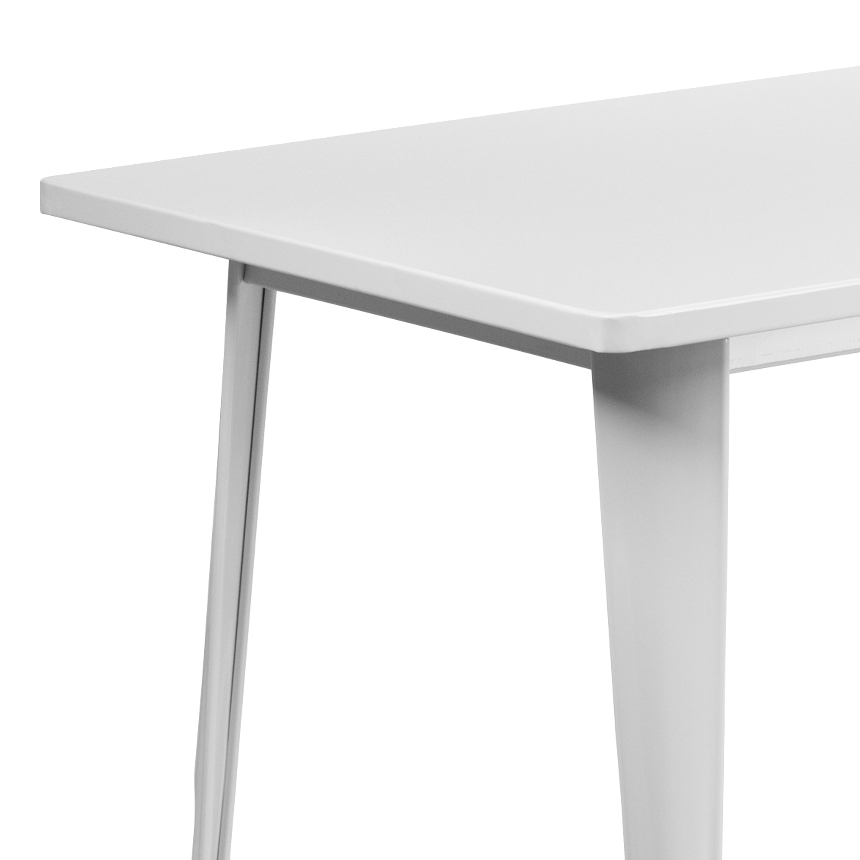 Charis Commercial Grade 31.5" x 63" Rectangular White Metal Indoor-Outdoor Table