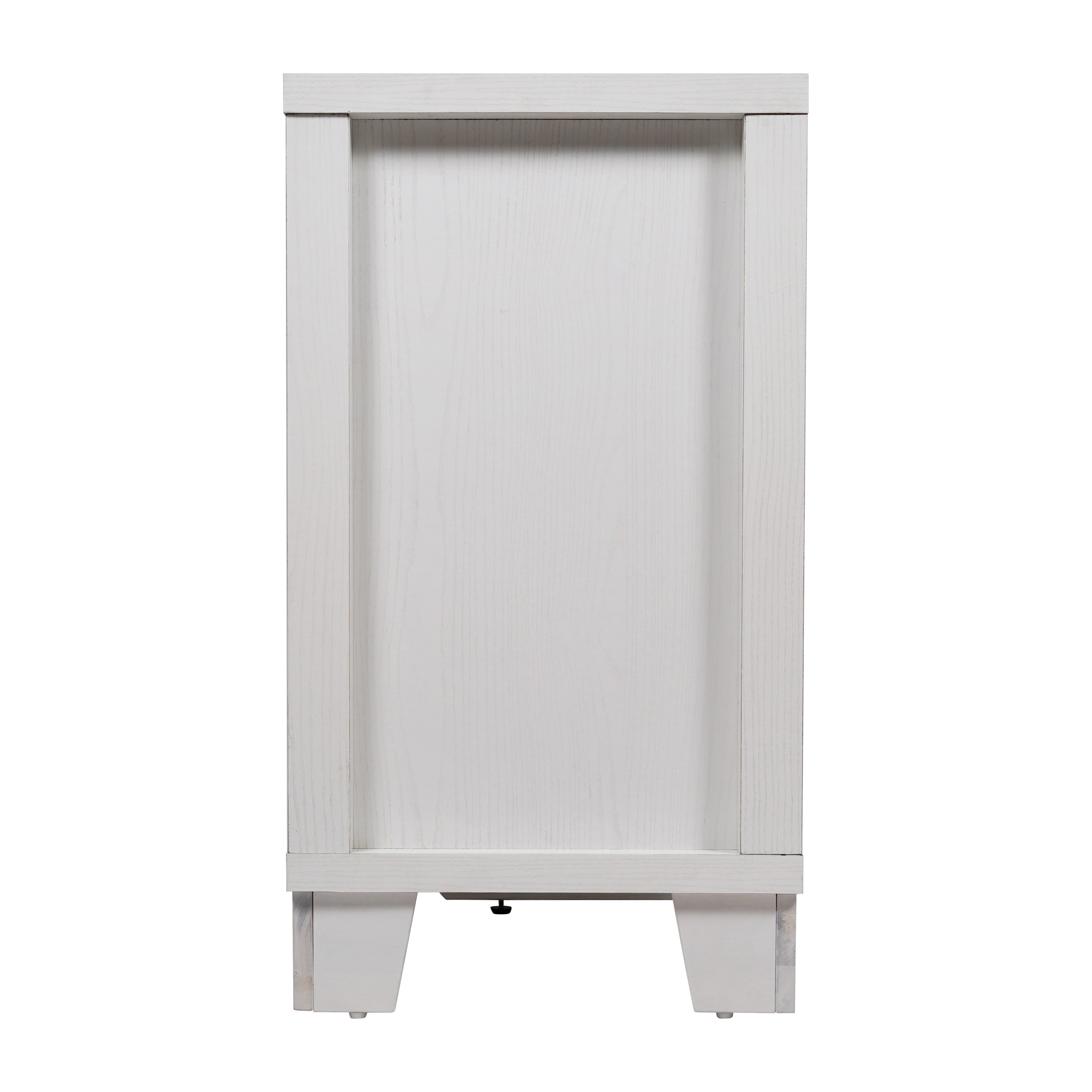 Wells White 59 Inch Modern Kitchen and Dining Room Buffet Sideboard Storage Cabinet, Engineered Wood with 3 Tempered Glass Doors and 3 Drawers