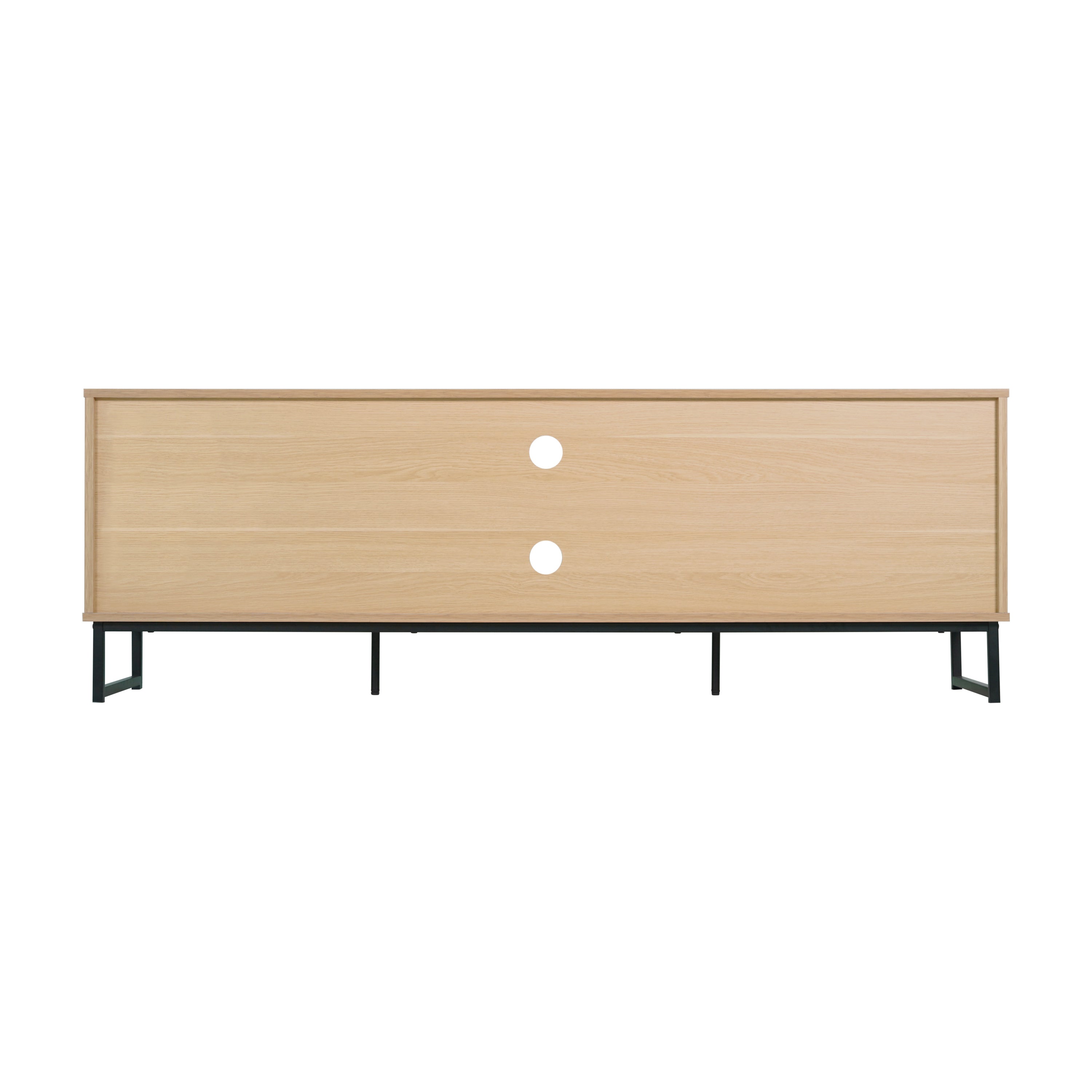 Malaki Mid-Century Modern 65 Inch TV Stand with 2 Rattan Soft Close Doors and Fixed Center Shelf, TV Stand for up to 70" TV's in Natural