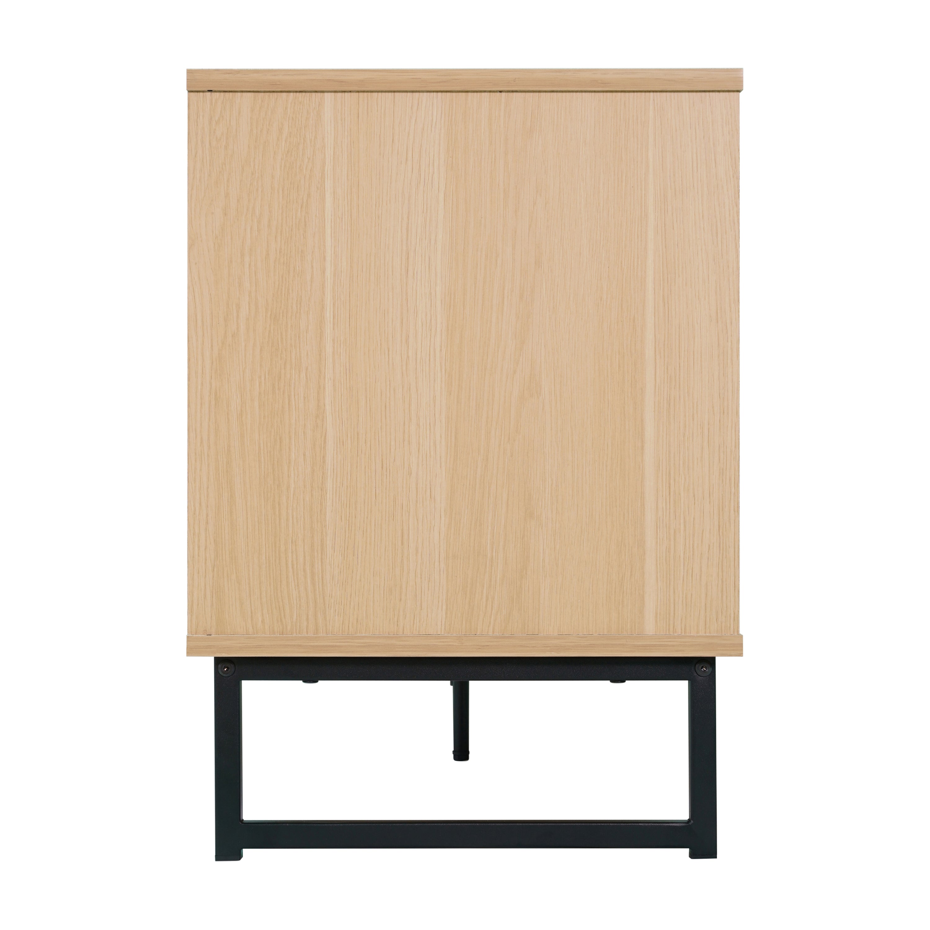 Malaki Mid-Century Modern 65 Inch TV Stand with 2 Rattan Soft Close Doors and Fixed Center Shelf, TV Stand for up to 70" TV's in Natural