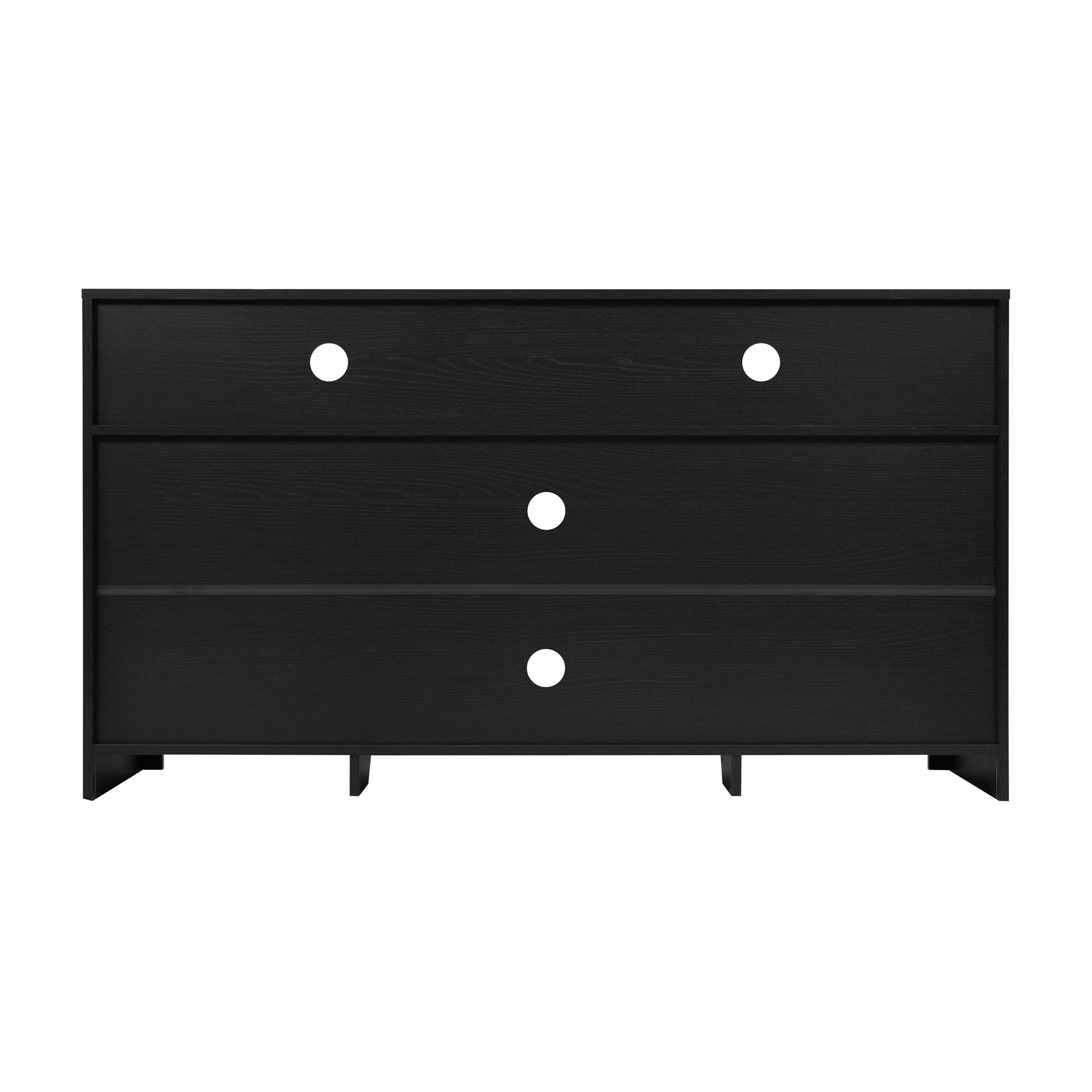 Malaki Mid-Century Modern 58 Inch Buffet Sideboard with 2 Soft Close Doors and Adjustable Center Shelf, TV Stand for up to 65" TV's, Black/Rattan