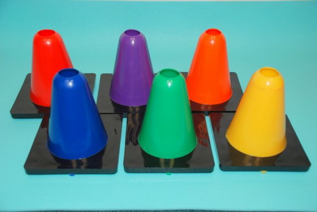 Vinyl Cone - set of 6 colors, 6" H, square base