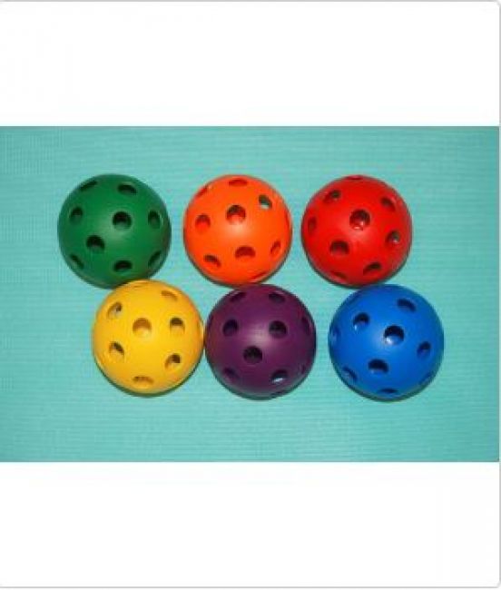 7.2cm dia. Plastic Baseball-w/holes, set of 6 colors