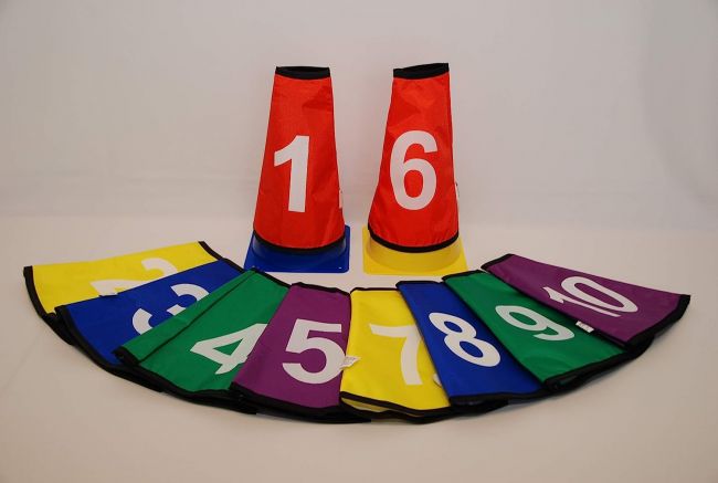 Cone Covers w/numbers printed - set of 10, 7" Dia. x 9" H