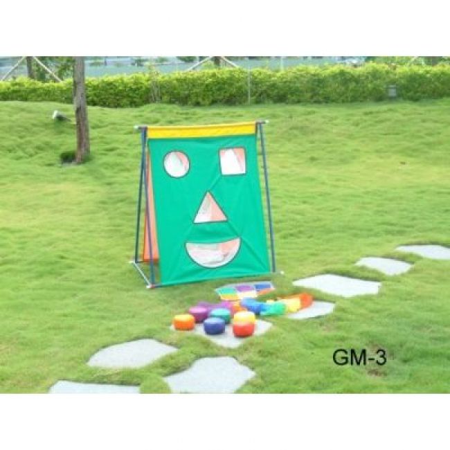 Face Target Toss Game
4 pcs Targets in Red, Green, Blue and Yellow
6 pcs each of Nylon Covered Foam Pucks, Bean Bags and Fly Bean Bags.