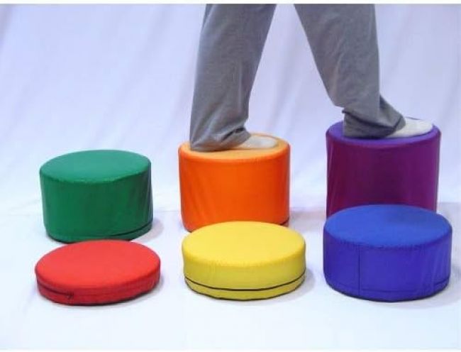 Foam Stones
Nylon covered EPE rolled inside, with anti slippery mat sewn on bottom.
At the diameter of 13" and height of 2", 4", 6", 8", 10" and 12" seperately.
It is good for training balance and coordination.