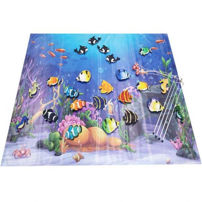 Fishing Game - 1 x Mat 66*48", 24 x Fish Bean Bags, 4 x 22" L Rods