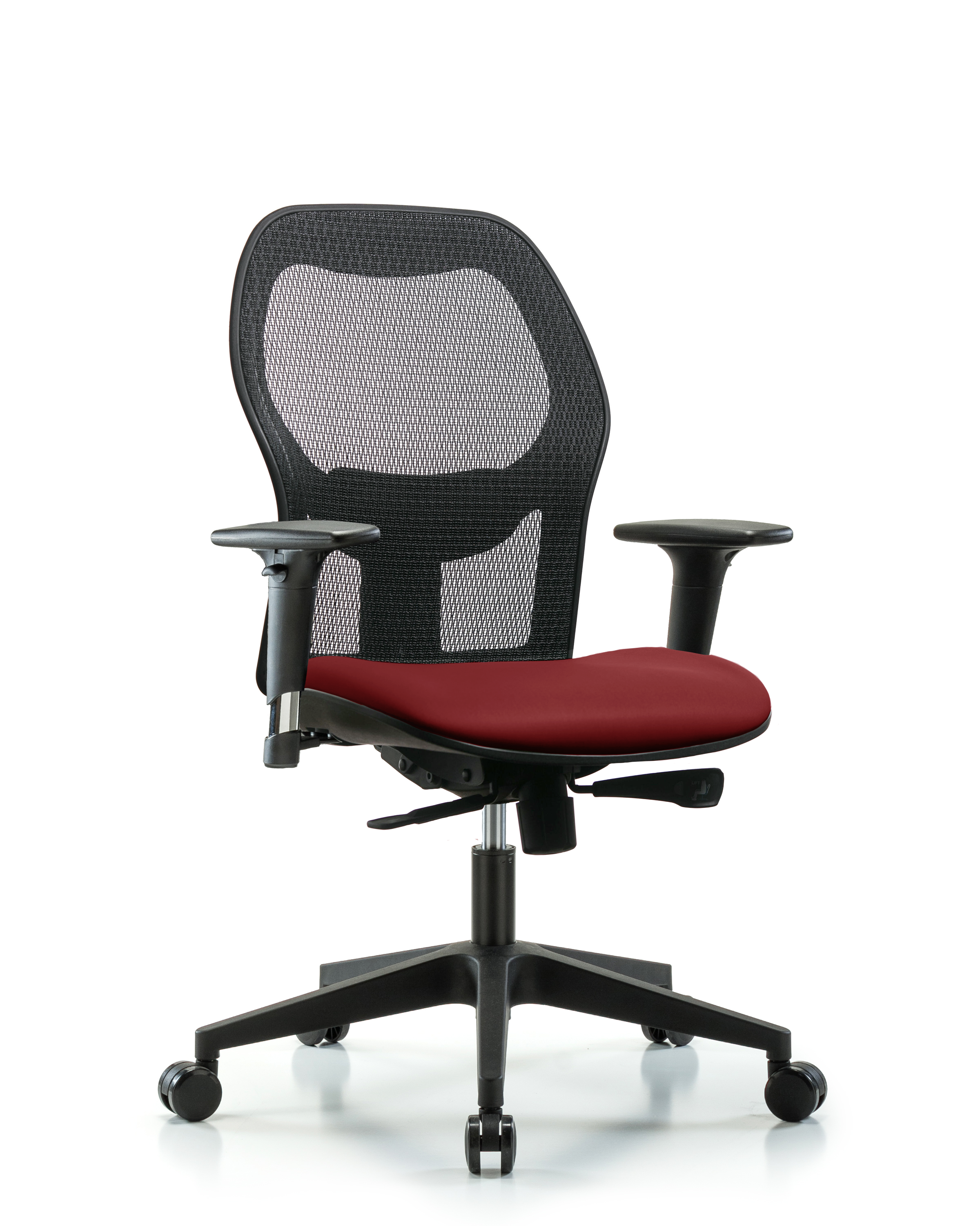Executive Windova Mesh Back Chair with Standard Adjustable Arms, Borscht Supernova Seat, & Casters
