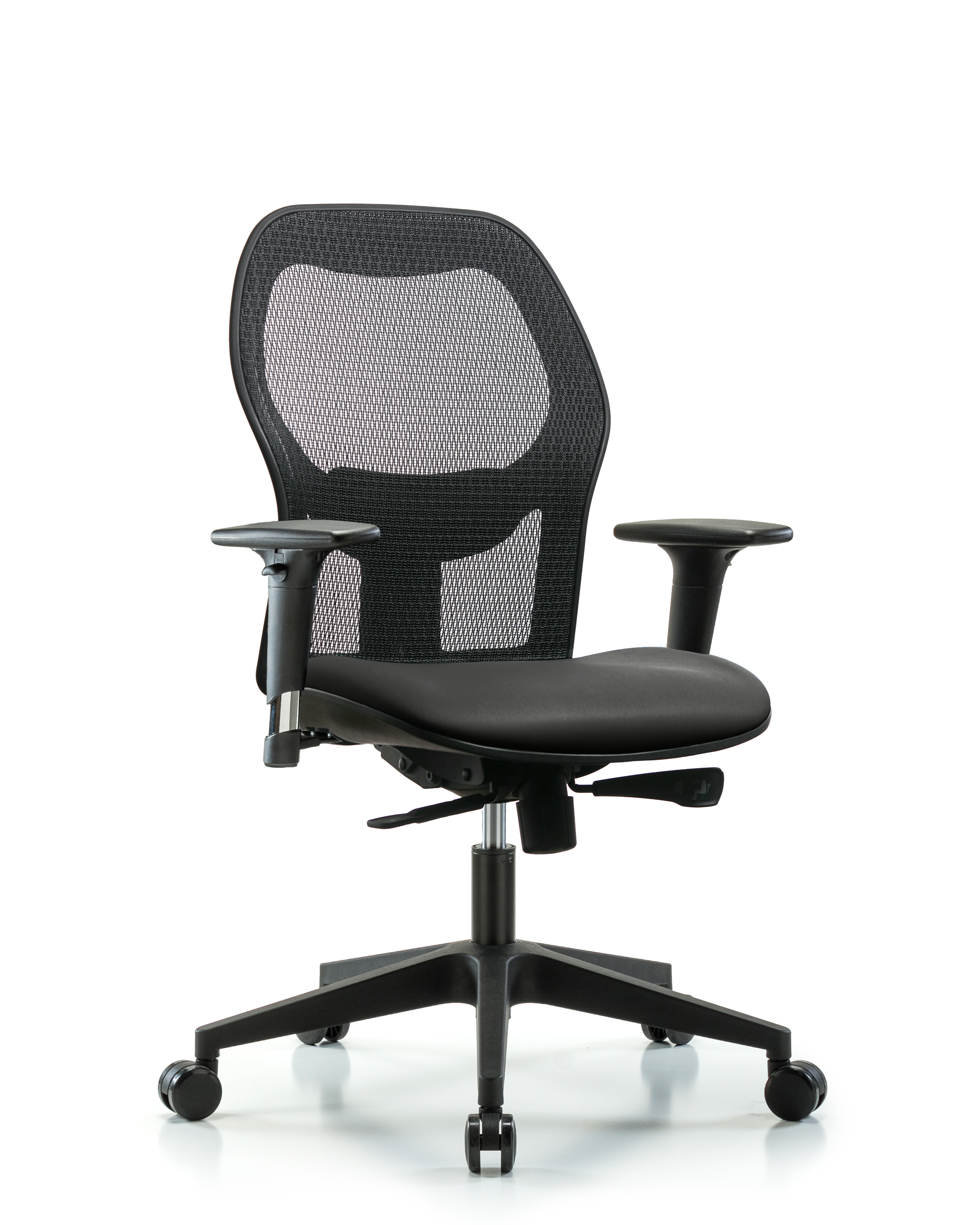 Executive Windova Mesh Back Chair with Standard Adjustable Arms, Carbon Supernova Seat, & Casters