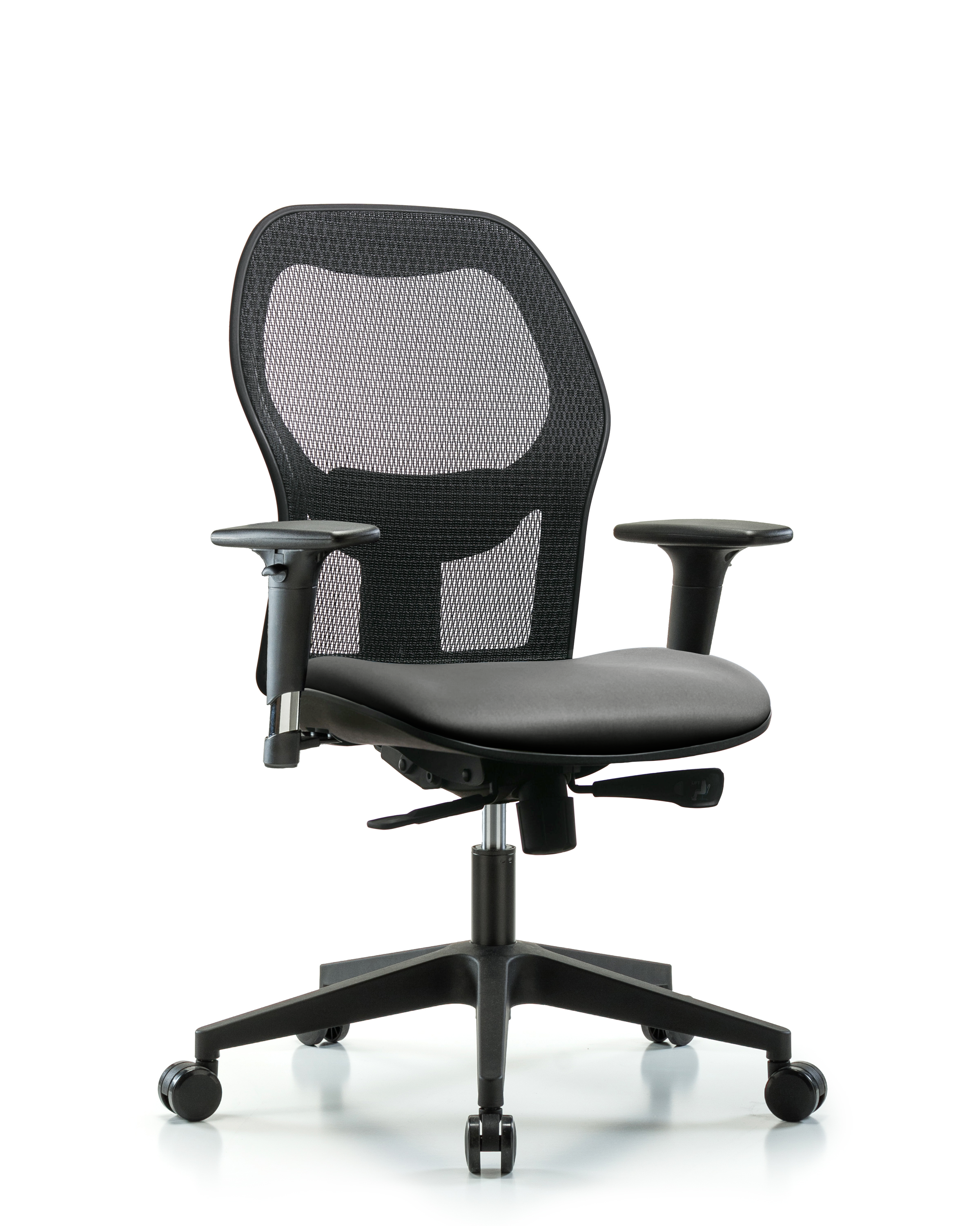Executive Windova Mesh Back Chair with Standard Adjustable Arms, Sterling Supernova Seat, & Casters