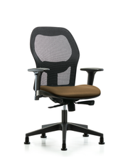 Executive Windova Mesh Back Chair with Standard Adjustable Arms, Taupe Supernova Seat, & Stationary Glides
