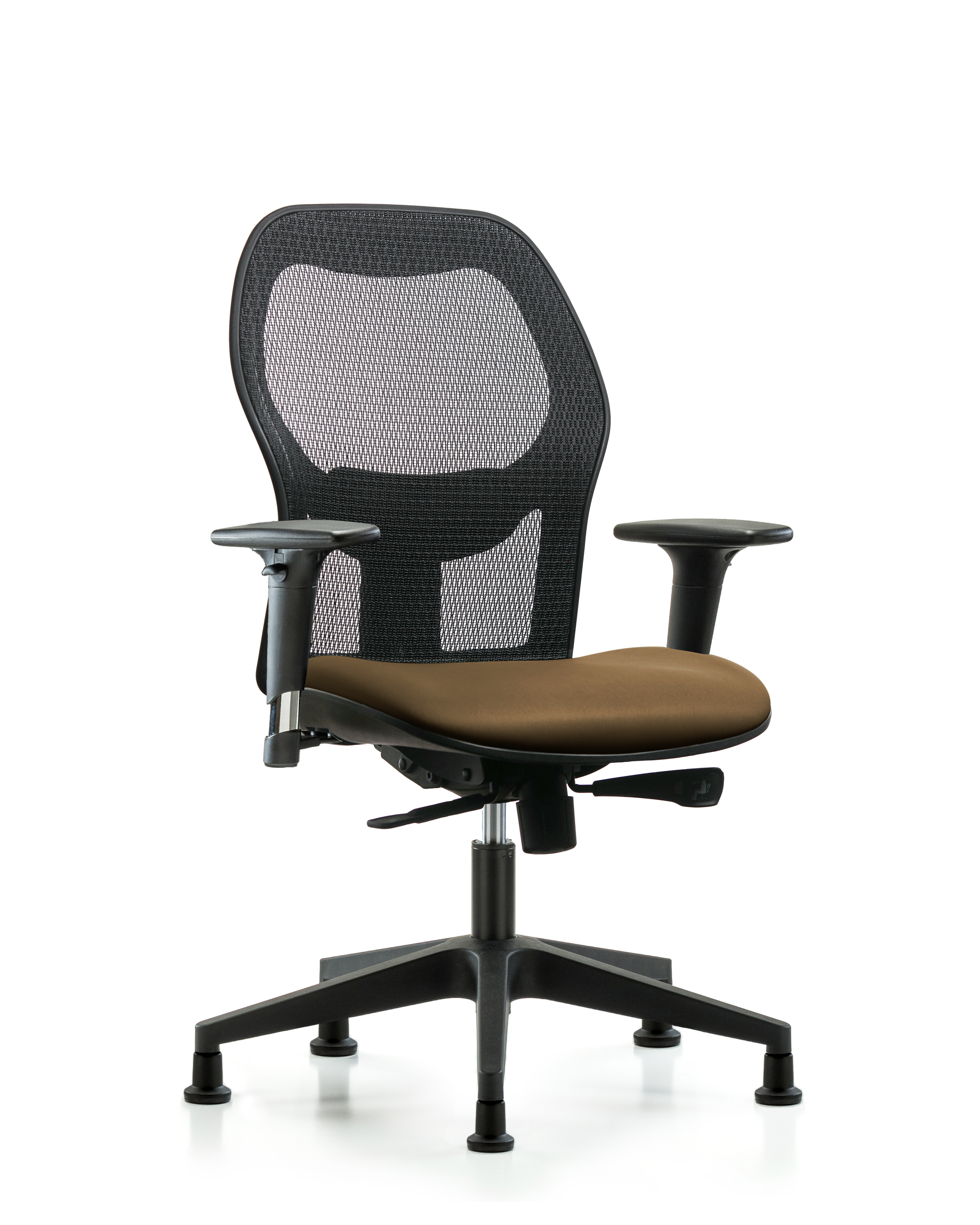 Executive Windova Mesh Back Chair with Standard Adjustable Arms, Taupe Supernova Seat, & Stationary Glides