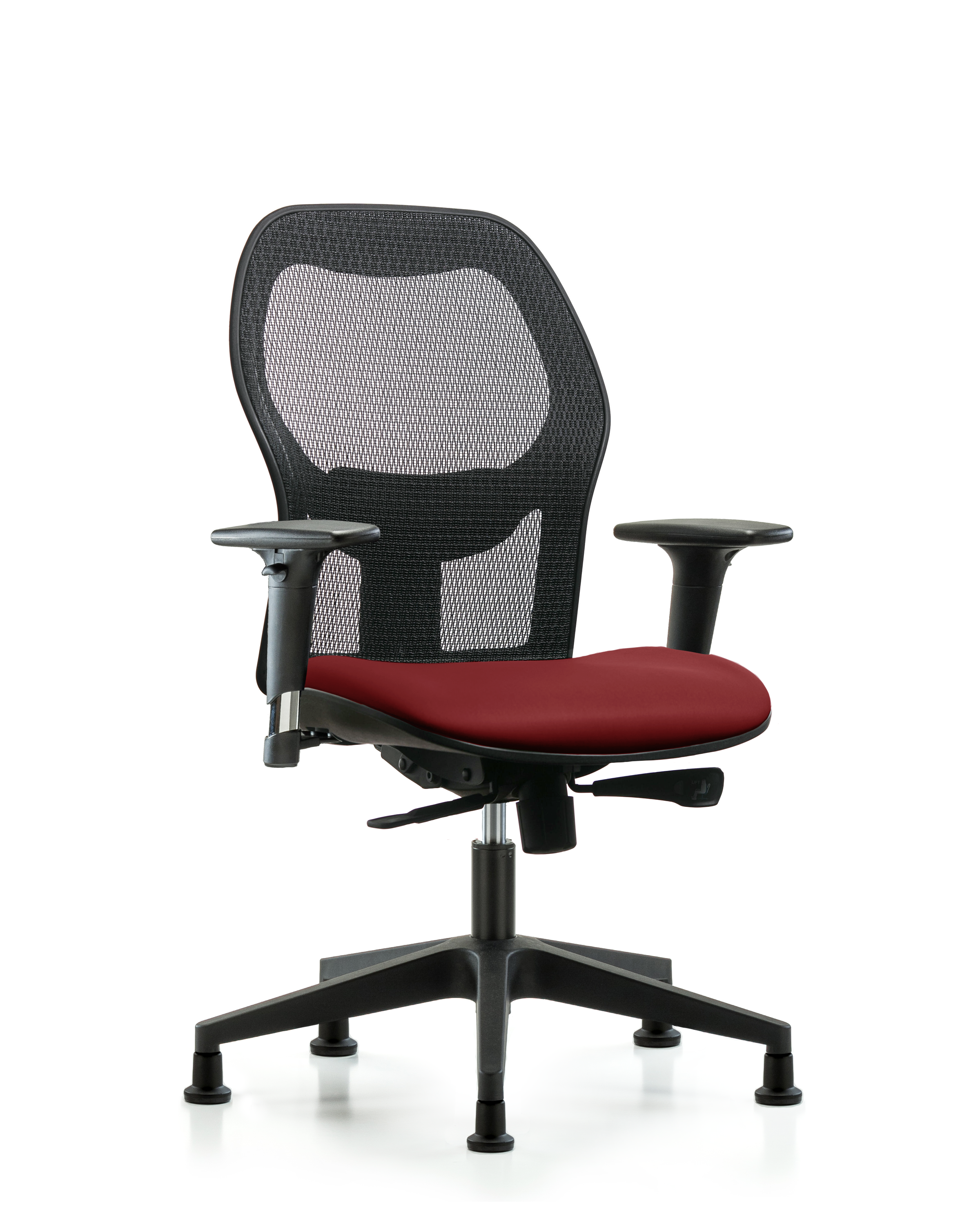 Executive Windova Mesh Back Chair with Standard Adjustable Arms, Borscht Supernova Seat, & Stationary Glides