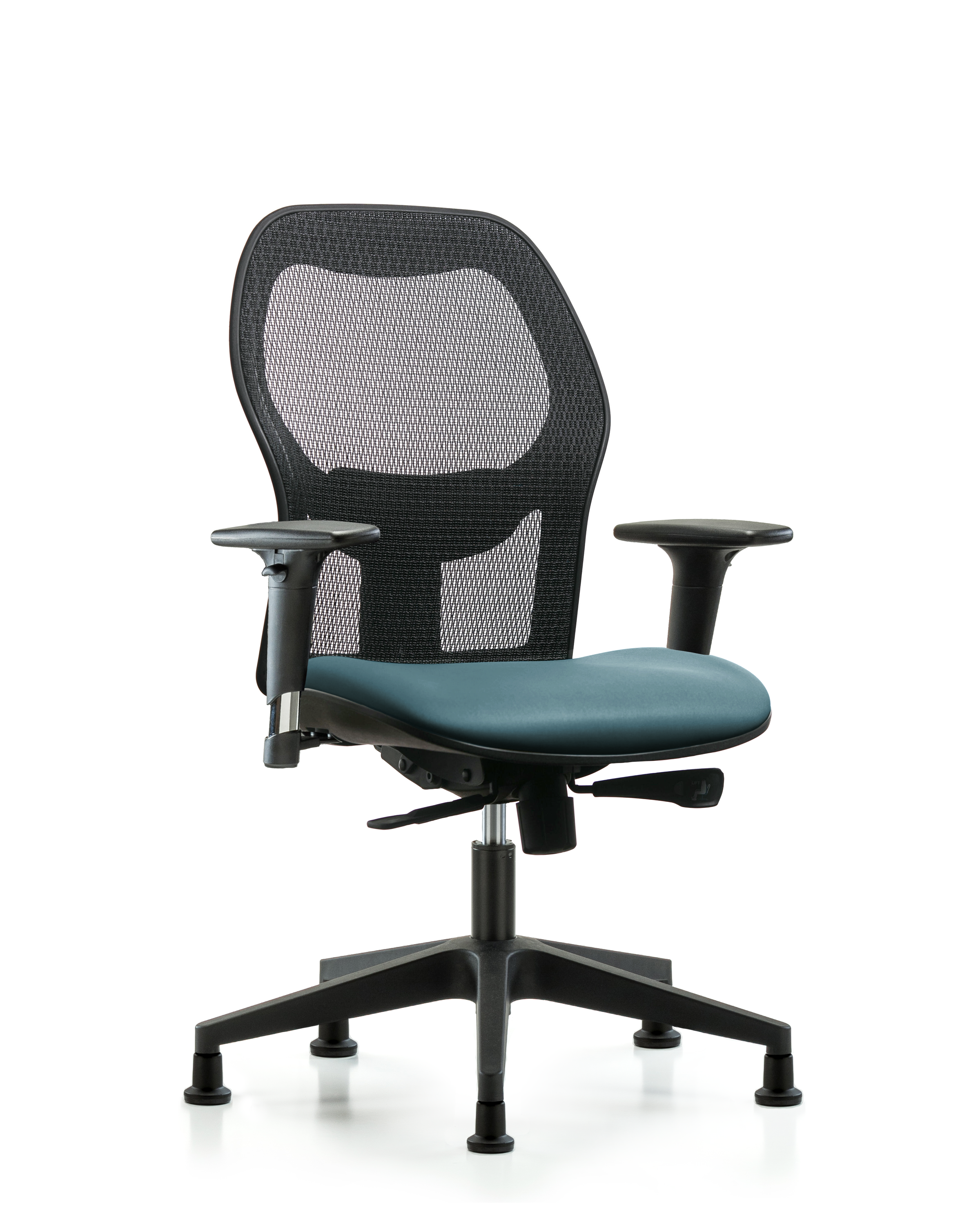 Executive Windova Mesh Back Chair with Standard Adjustable Arms, Storm Supernova Seat, & Stationary Glides