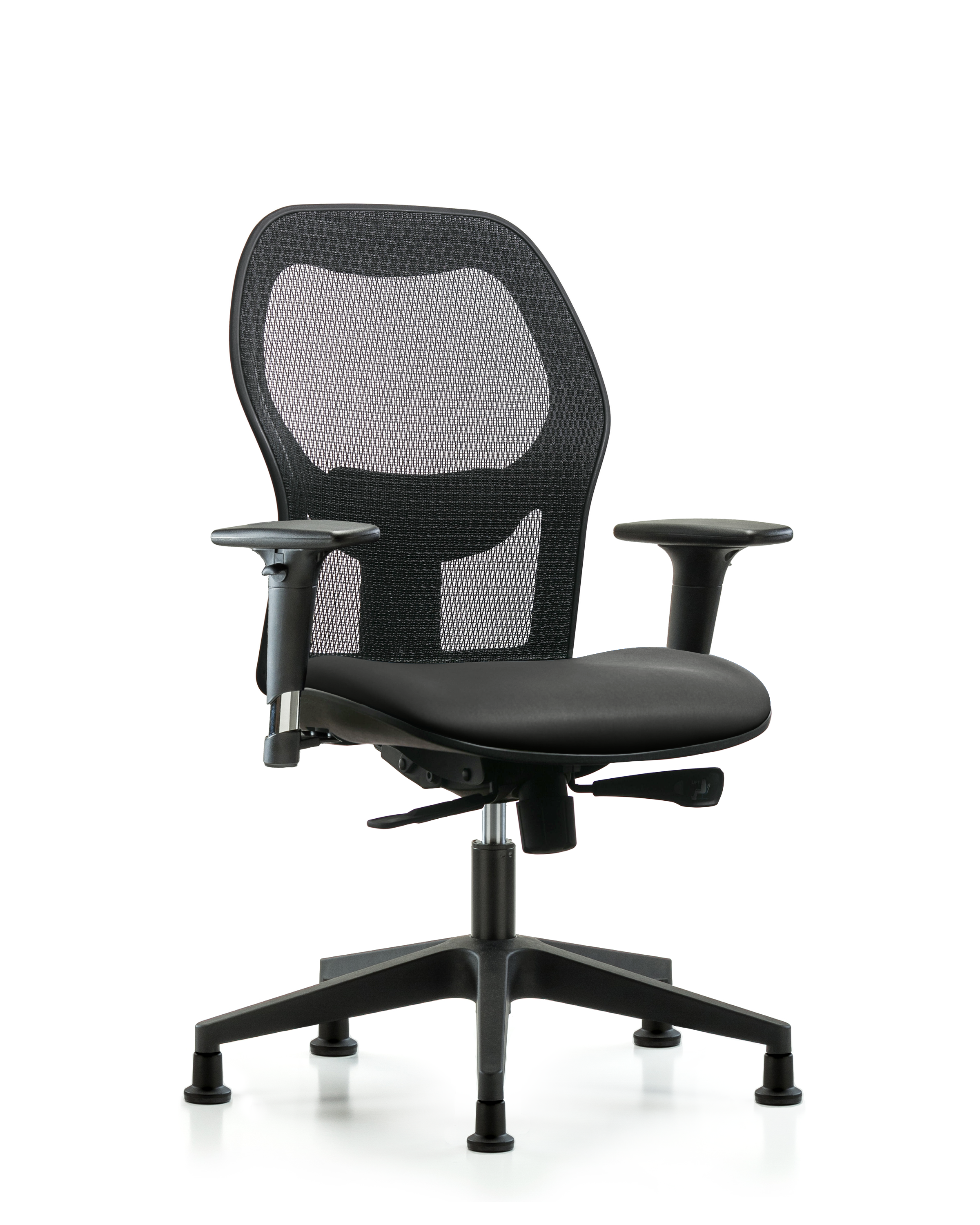 Executive Windova Mesh Back Chair with Standard Adjustable Arms, Carbon Supernova Seat, & Stationary Glides