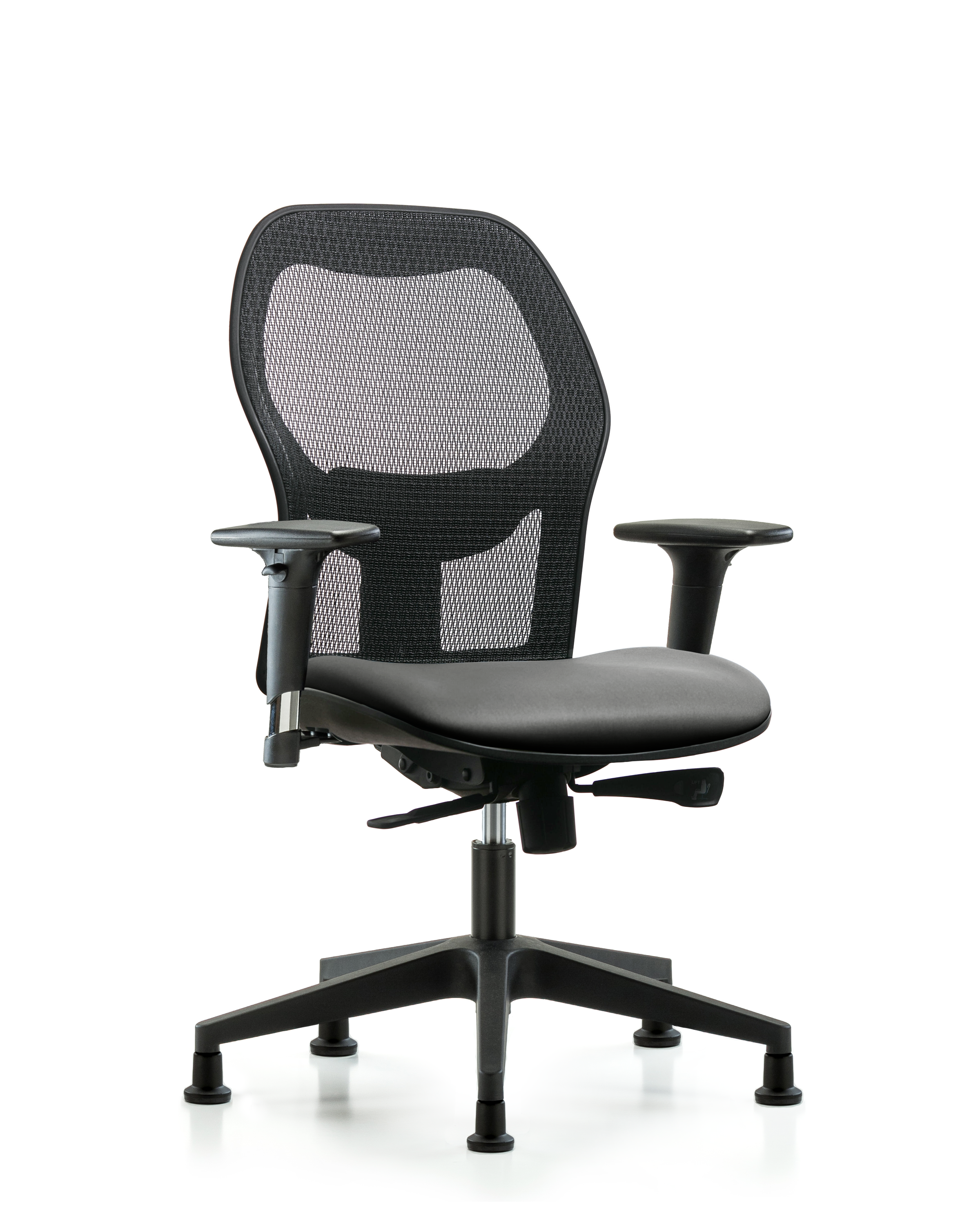Executive Windova Mesh Back Chair with Standard Adjustable Arms, Sterling Supernova Seat, & Stationary Glides