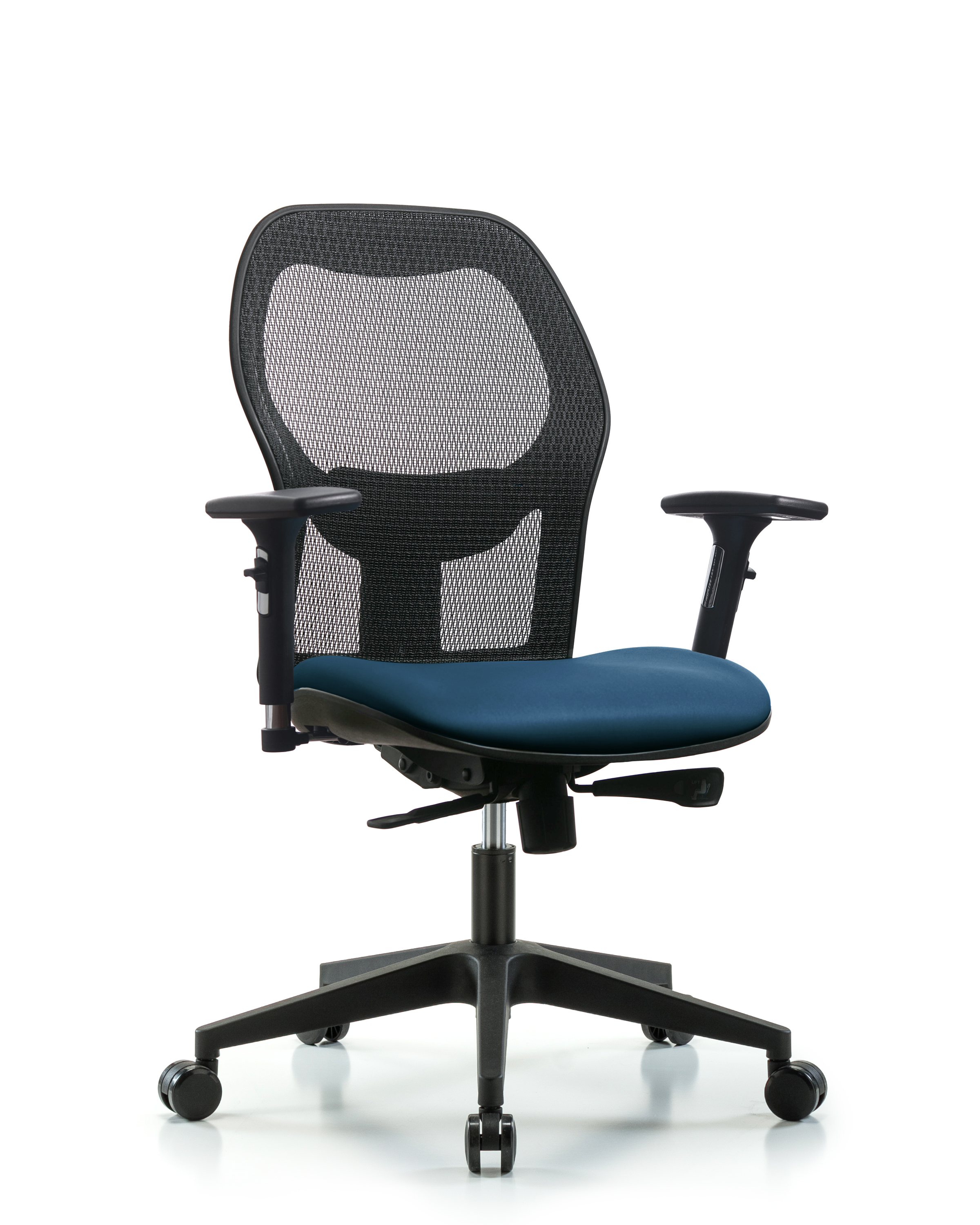 Executive Windova Mesh Back Chair with 3D Adjustable Arms, Marine Blue Supernova Seat, & Casters
