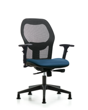 Executive Windova Mesh Back Chair with 3D Adjustable Arms, Marine Blue Supernova Seat, & Stationary Glides