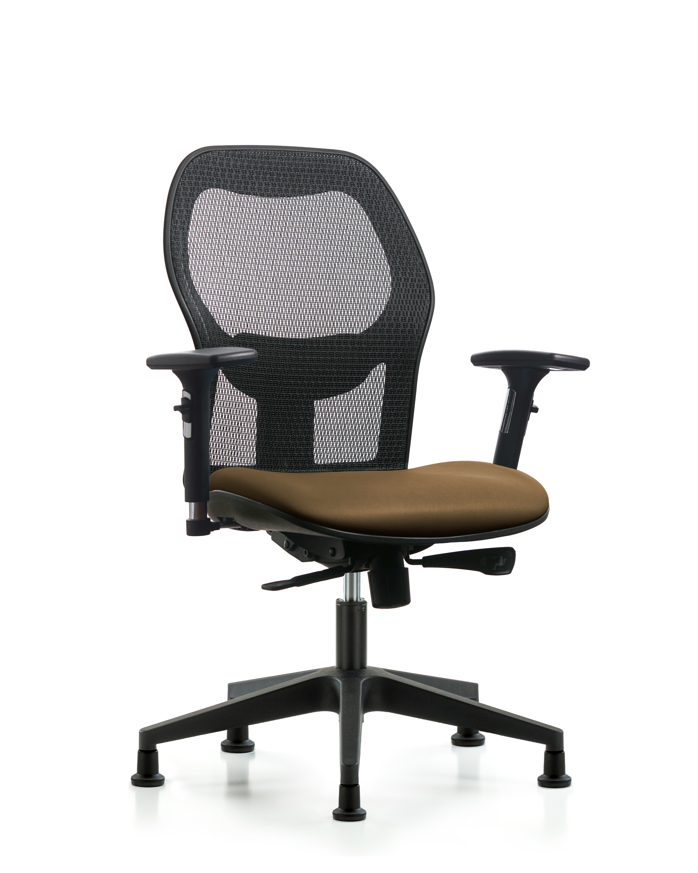 Executive Windova Mesh Back Chair with 3D Adjustable Arms, Taupe Supernova Seat, & Stationary Glides