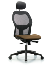 Executive Windova Mesh Back Chair with Taupe Supernova Seat, Head Rest, & Casters