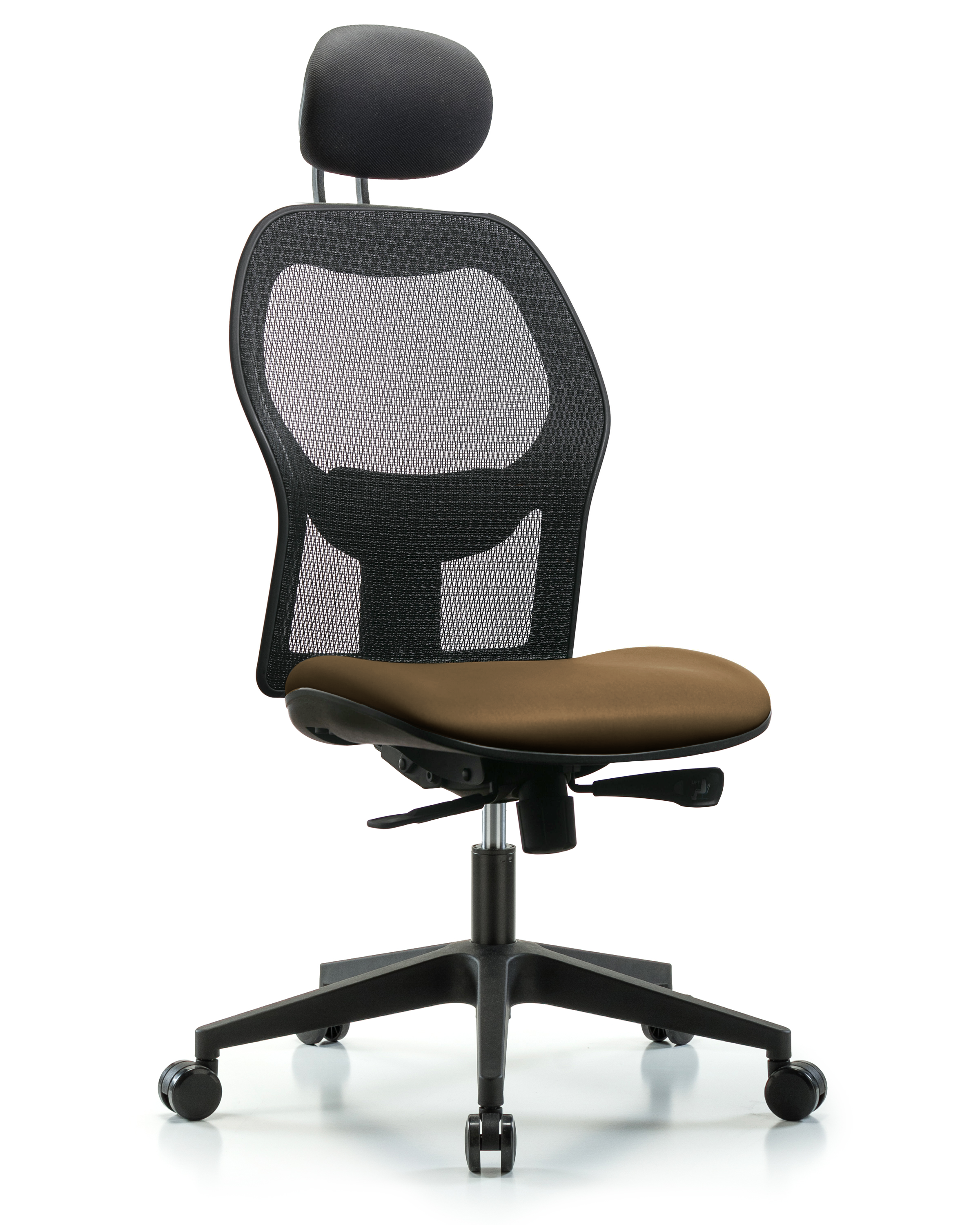 Executive Windova Mesh Back Chair with Taupe Supernova Seat, Head Rest, & Casters