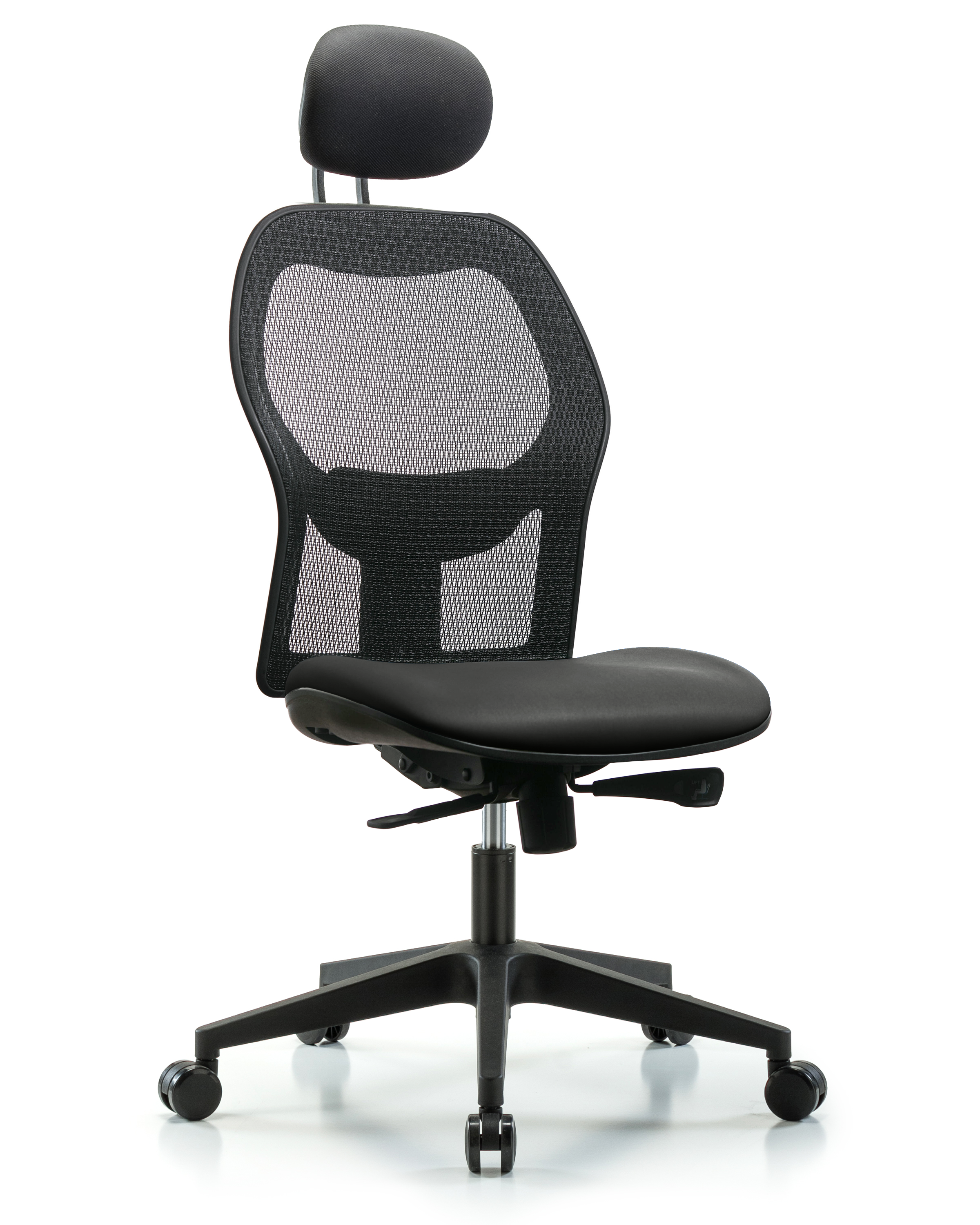 Executive Windova Mesh Back Chair with Carbon Supernova Seat, Head Rest, & Casters