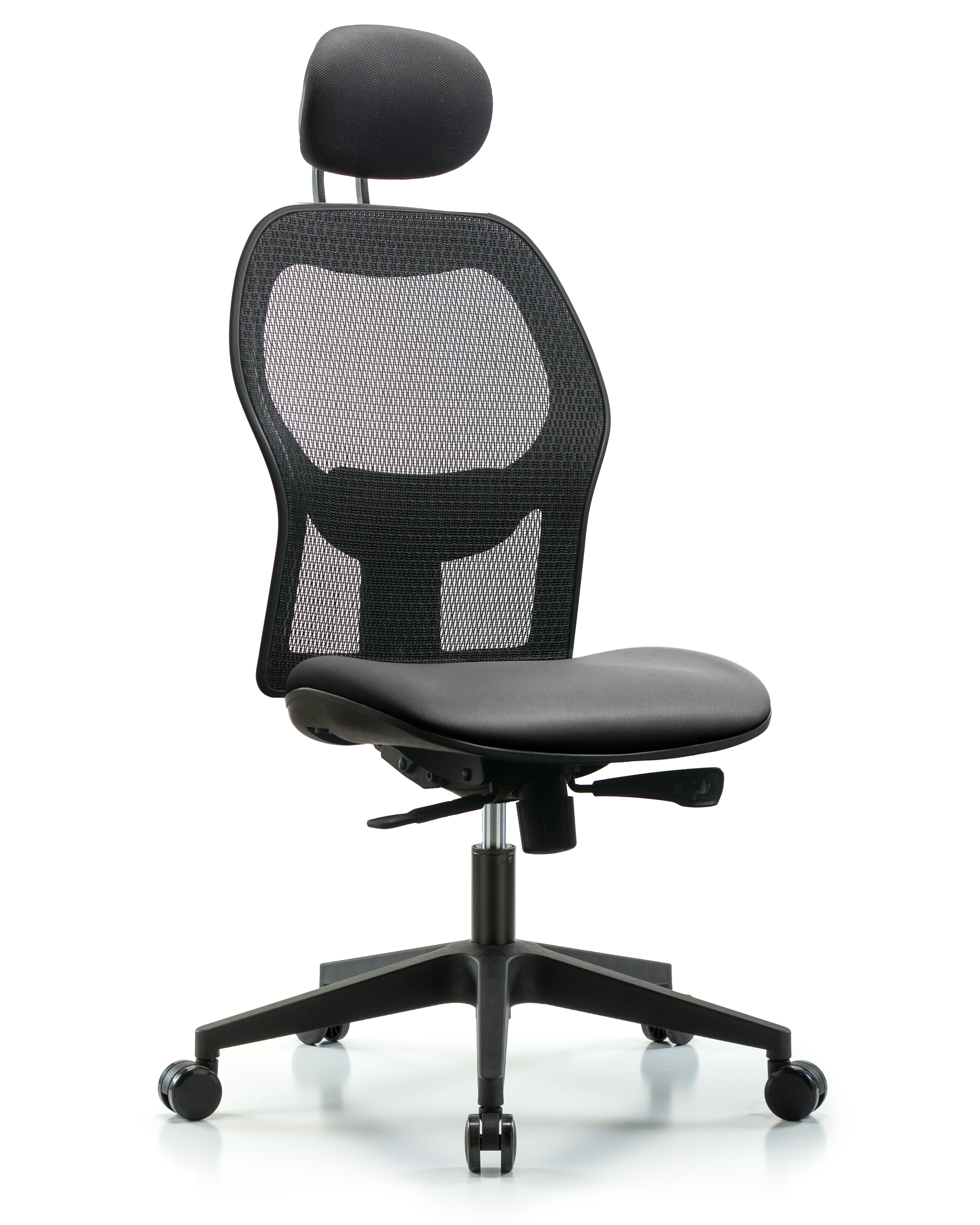 Executive Windova Mesh Back Chair with Sterling Supernova Seat, Head Rest, & Casters