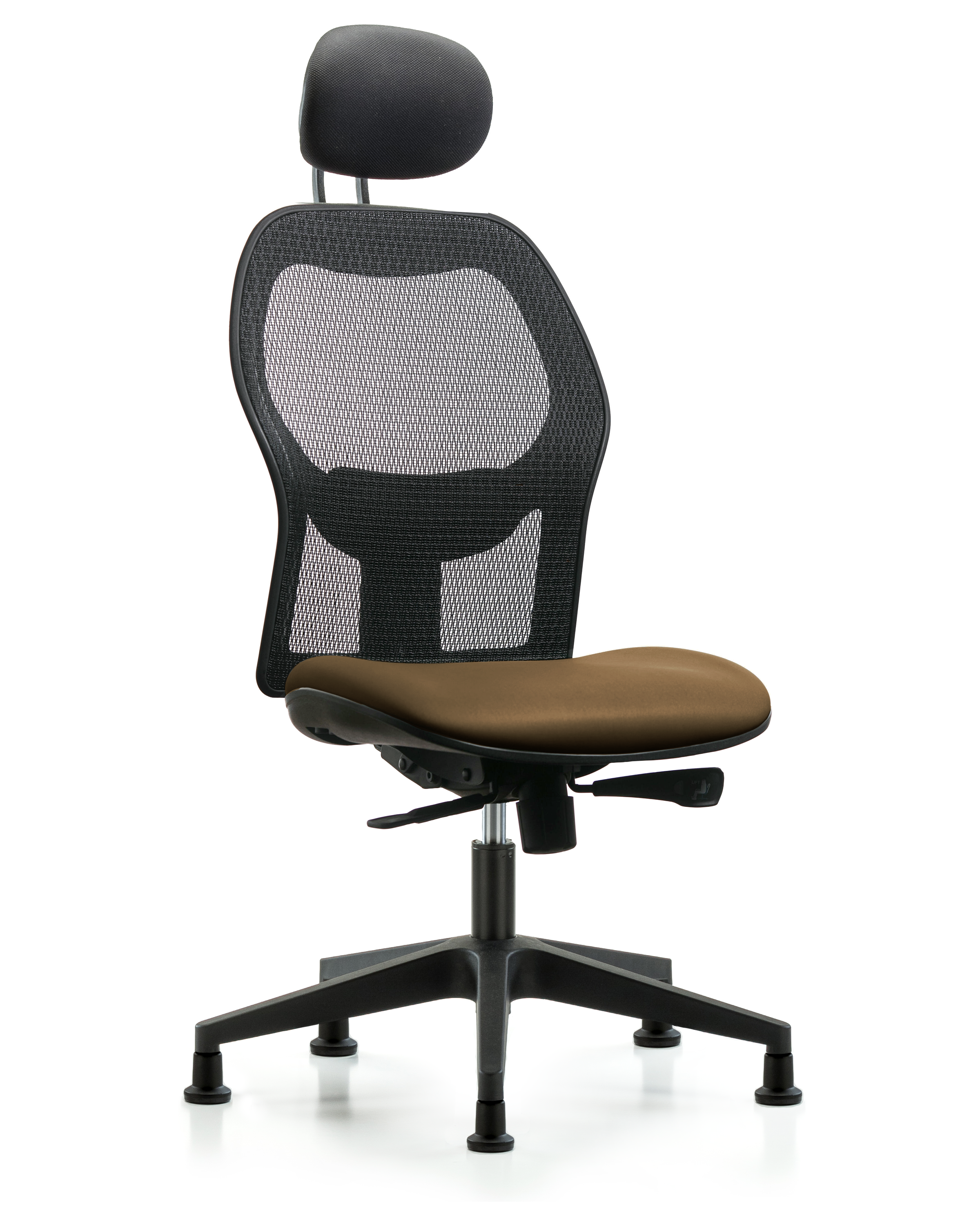 Executive Windova Mesh Back Chair with Taupe Supernova Seat, Head Rest, & Stationary Glides
