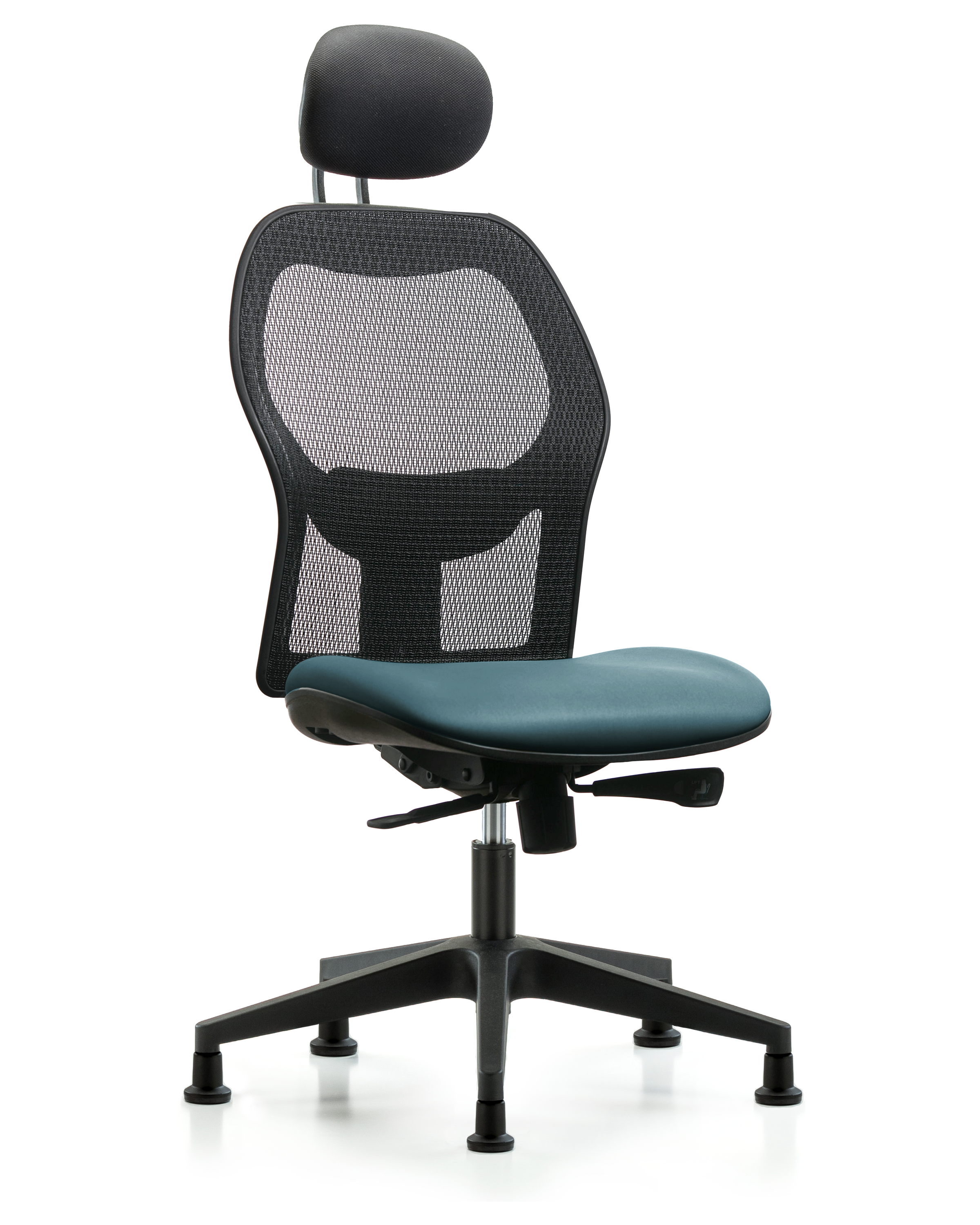 Executive Windova Mesh Back Chair with Storm Supernova Seat, Head Rest, & Stationary Glides
