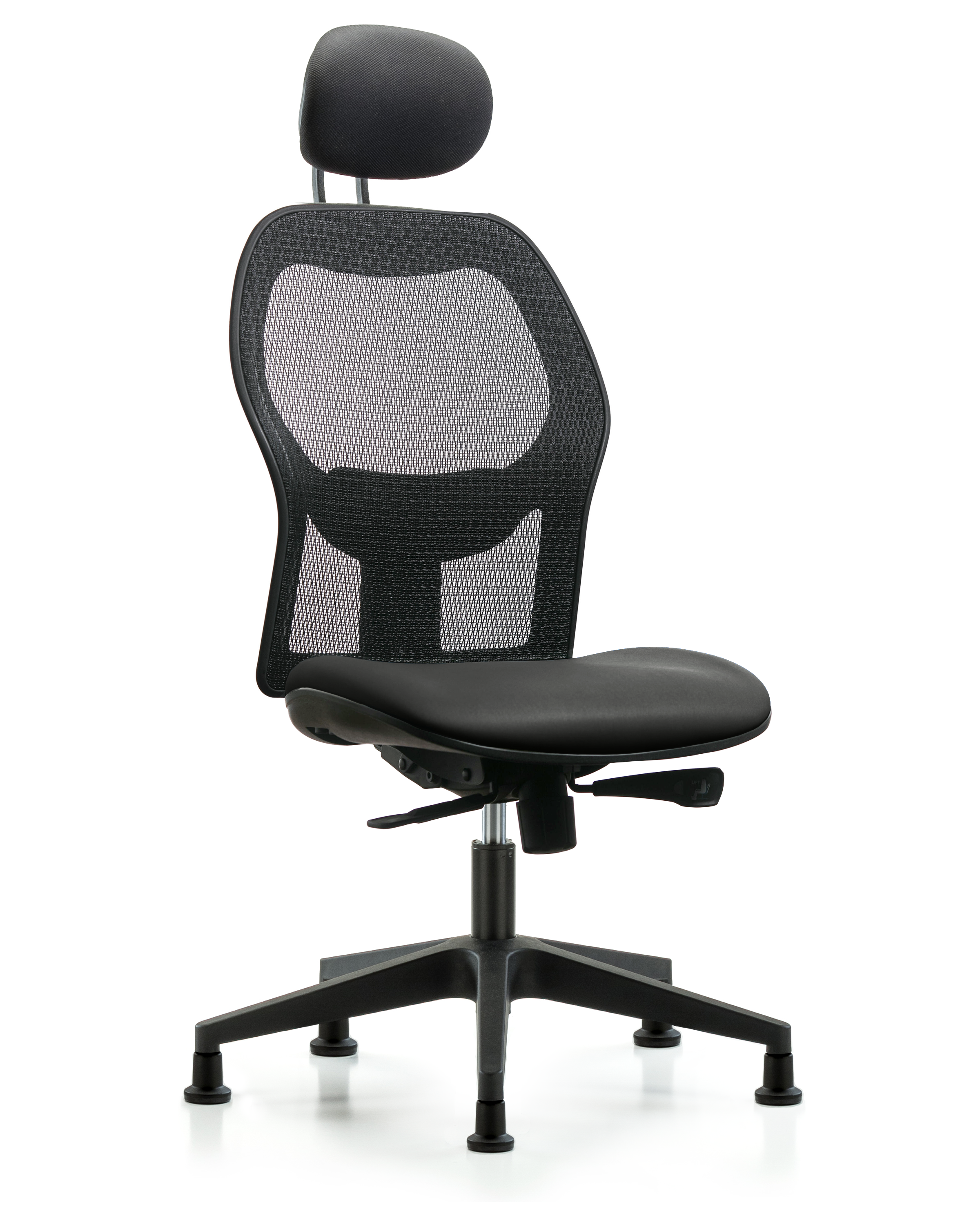 Executive Windova Mesh Back Chair with Carbon Supernova Seat, Head Rest, & Stationary Glides