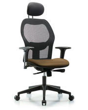 Executive Windova Mesh Back Chair with Taupe Supernova Seat, Head Rest, Standard Adjustable Arms, & Casters