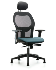 Executive Windova Mesh Back Chair with Storm Supernova Seat, Head Rest, Standard Adjustable Arms, & Stationary Glides