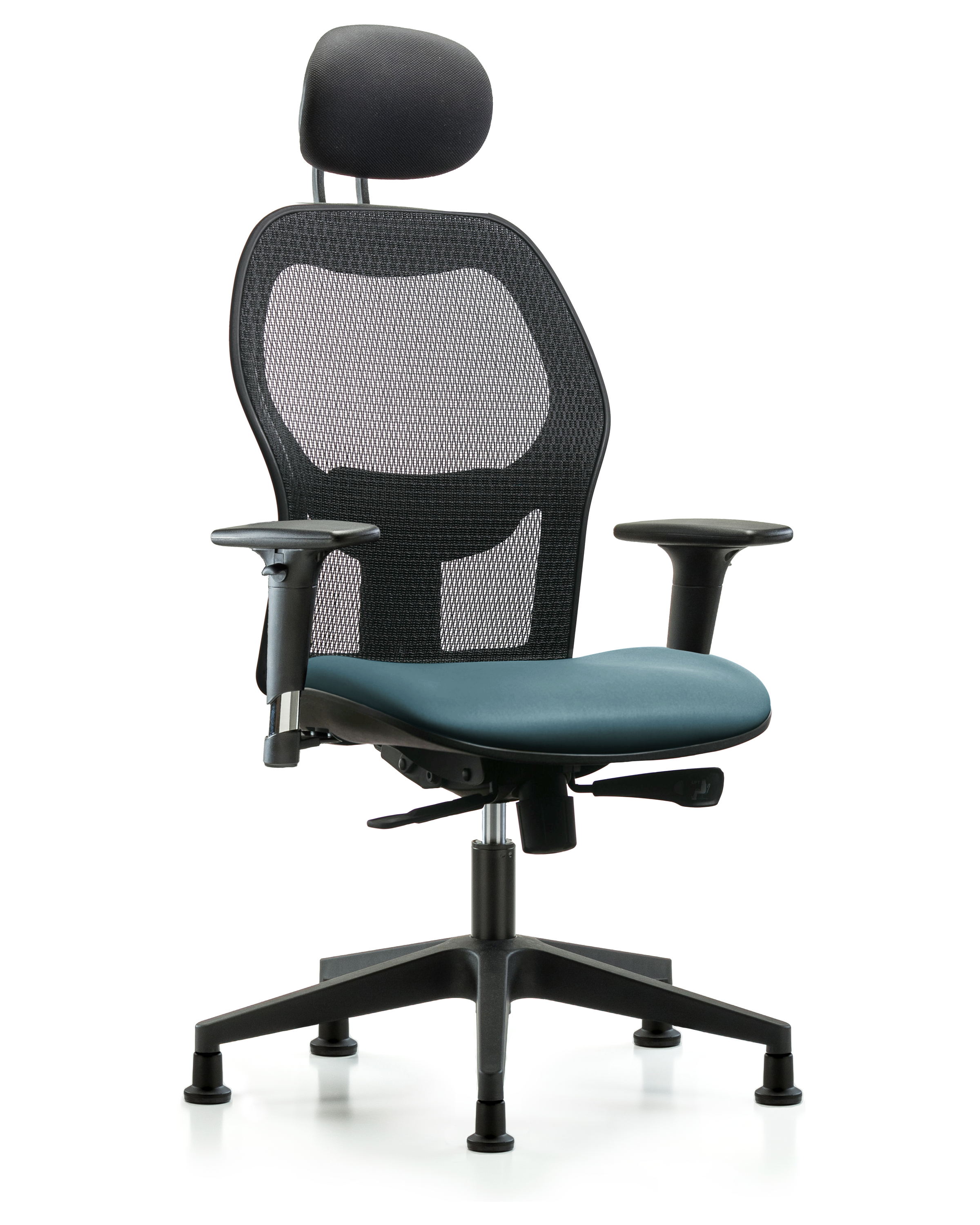 Executive Windova Mesh Back Chair with Storm Supernova Seat, Head Rest, Standard Adjustable Arms, & Stationary Glides
