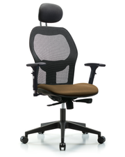 Executive Windova Mesh Back Chair with Taupe Supernova Seat, Head Rest, 3D Adjustable Arms, & Casters