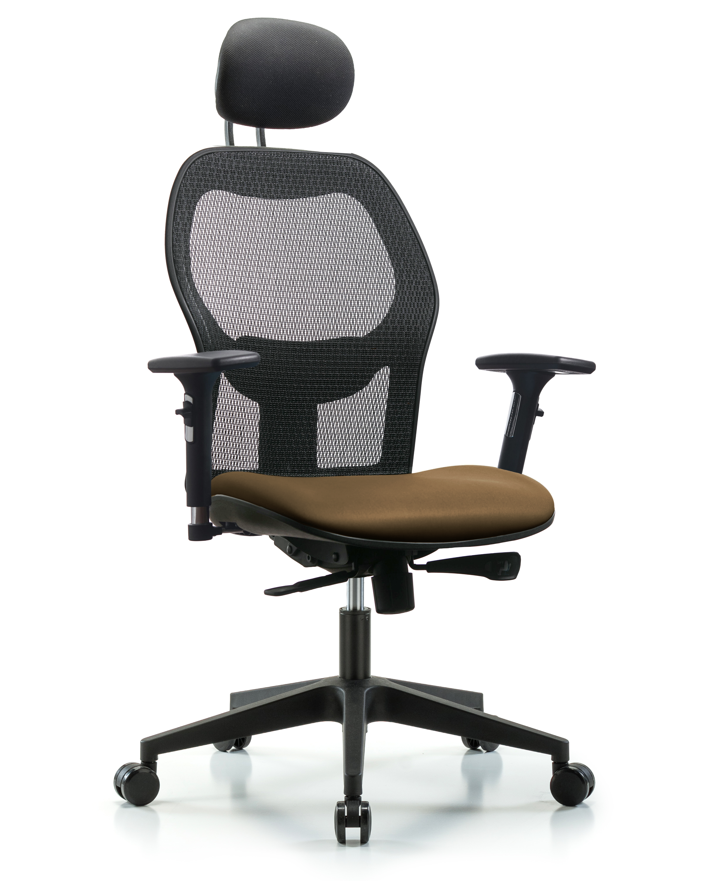 Executive Windova Mesh Back Chair with Taupe Supernova Seat, Head Rest, 3D Adjustable Arms, & Casters
