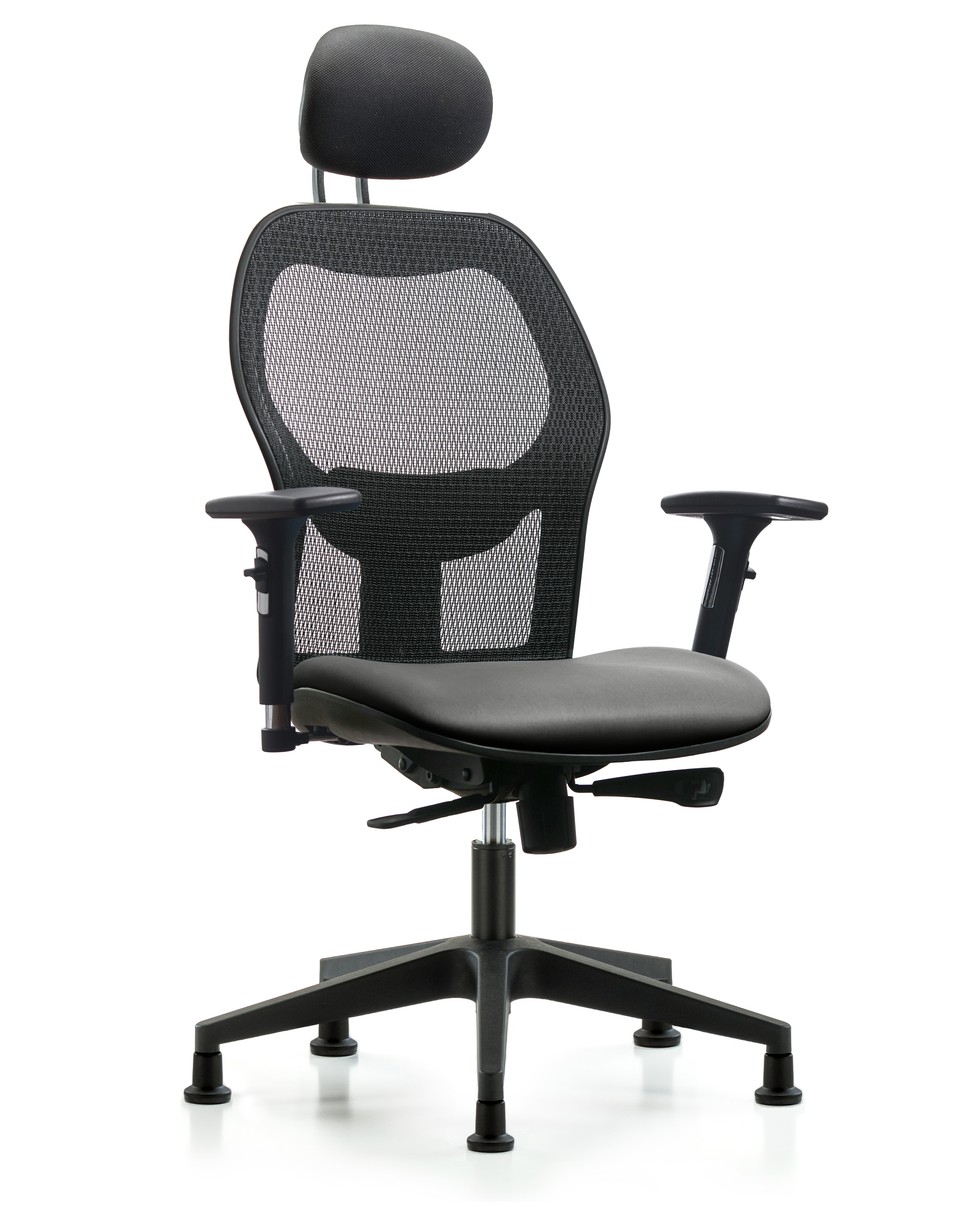 Executive Windova Mesh Back Chair with Sterling Supernova Seat, Head Rest, 3D Adjustable Arms, & Stationary Glides