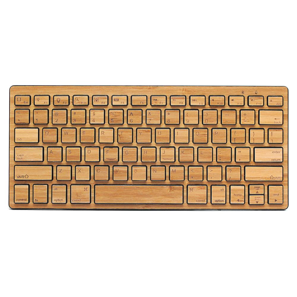 Impecca Compact Bluetooth Wireless Bamboo Keyboard, Black