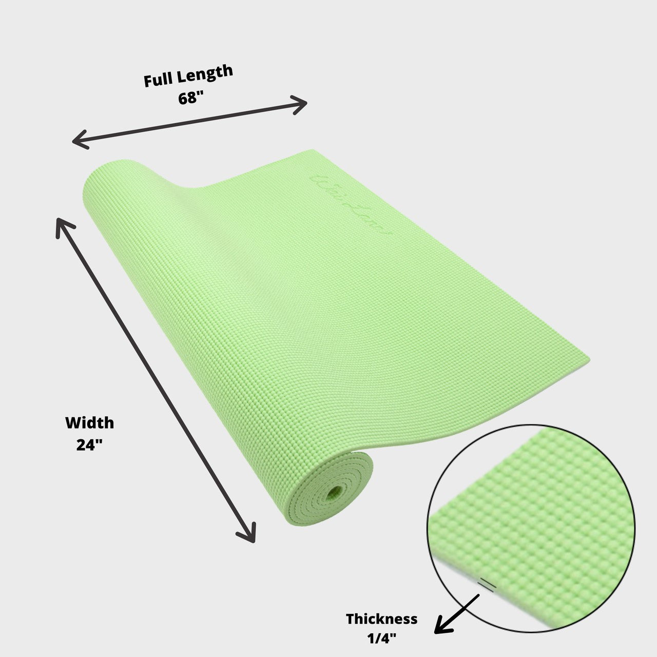 YOGA & PILATES MAT Mint - 1/4"H x 24"W x 68"L