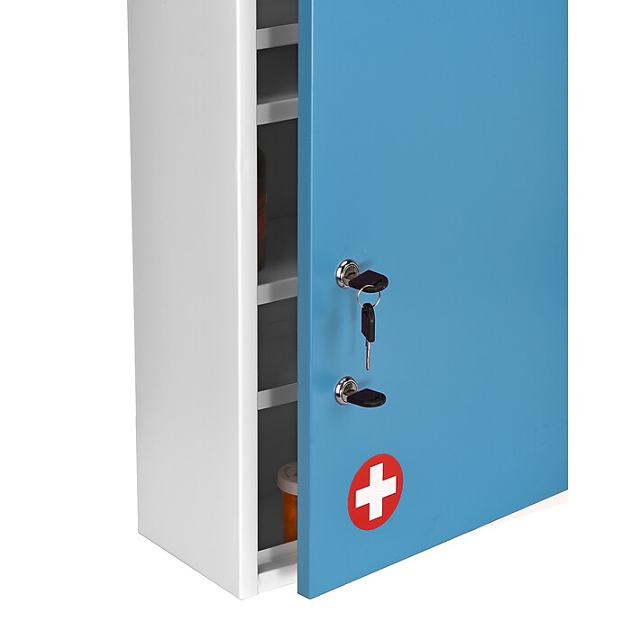 21 in. H x 16 in. W x 6 in. D Large Dual Lock Surface-Mount Medical Security Cabinet in Blue