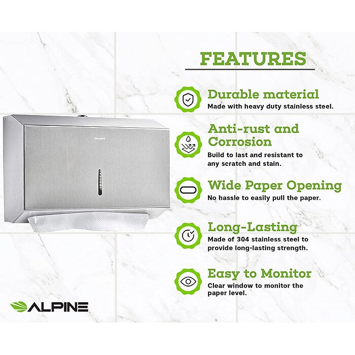 Stainless Steel Brushed C-Fold/Multi-Fold Paper Towel Dispenser 2 Pack
