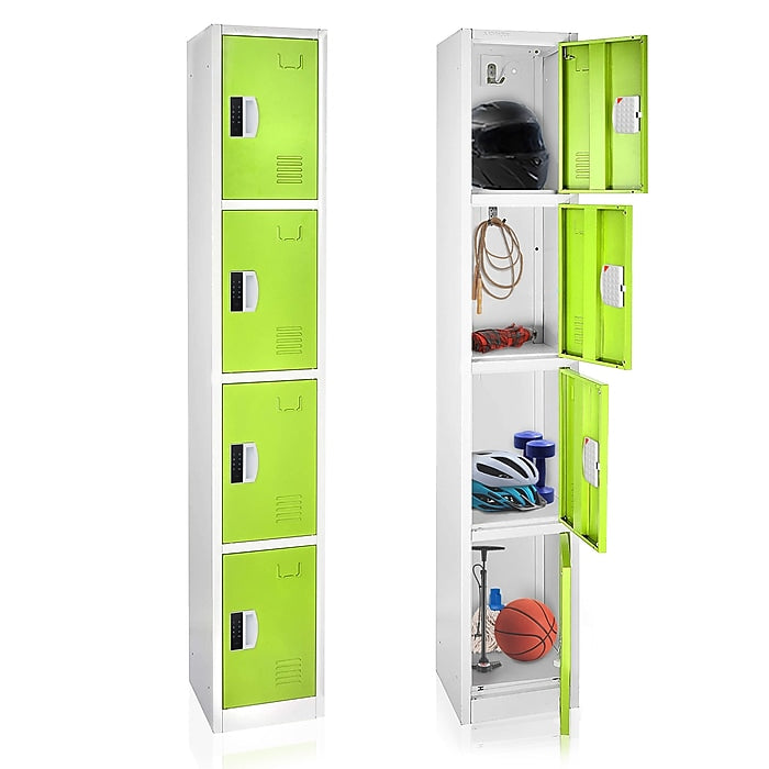 72" H x 12" W  4-Tier Steel Storage Locker with Digital Lock, Green