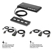 Belkin F1DN204MOD-PP-4 KVM Switchbox - 4 Computer(s) - 1 Local User(s) - 3840 x 2160-3 x USB - Desktop, Under TableDisplayPort - TAA Compliant