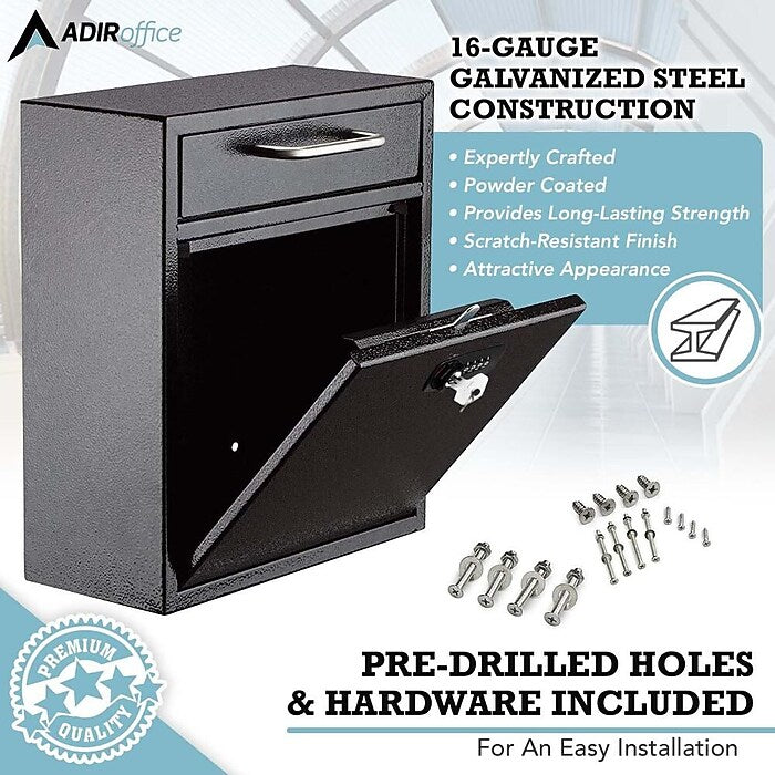 Medium Wall Mountable Mailbox with Key and Combination lock