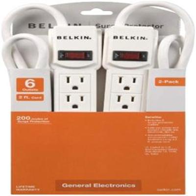 Belkin - 6-Outlet Surge Protector Strip (2-Pack) - White