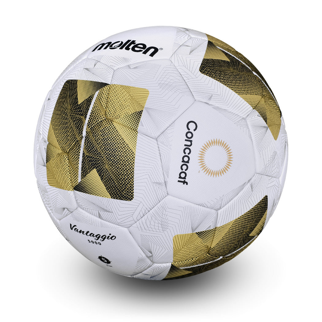 Elite Competition Soccer Official Match Ball of Concacaf, Patented ACENTEC™ Technology, 4-Ply, Textured Cover, High Density Latex Bladder,  FIFA Approved,White/Gold, Size 5