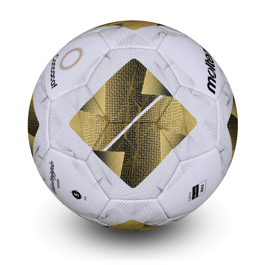 Elite Competition Soccer Official Match Ball of Concacaf, Patented ACENTEC™ Technology, 4-Ply, Textured Cover, High Density Latex Bladder,  FIFA Approved,White/Gold, Size 5