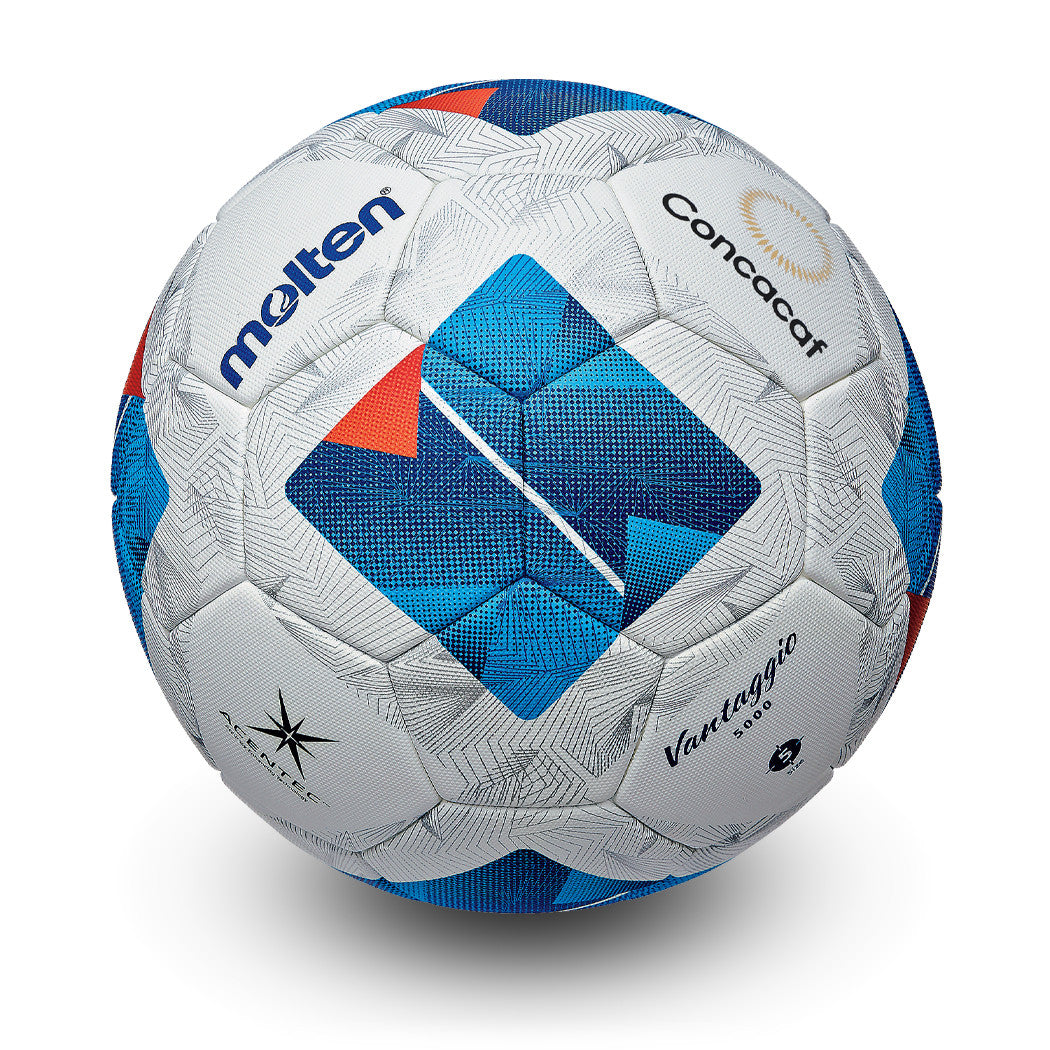 Elite Competition Soccer Official Match Ball of Concacaf, Patented ACENTEC™ Technology, 4-Ply, Textured Cover, High Density Latex Bladder,  FIFA Approved, White/Blue, Size 5