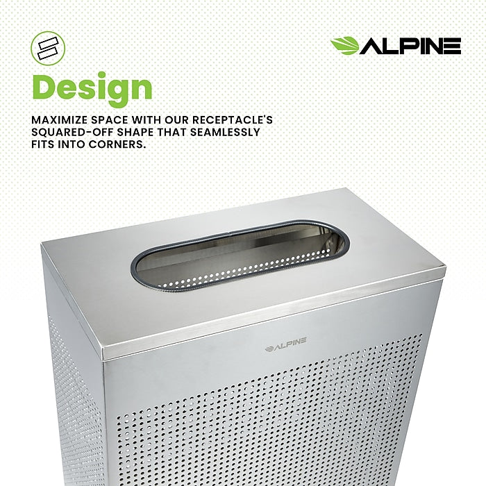 23 Gallon Stainless Steel Square Perforated Decorative Waste Receptacle