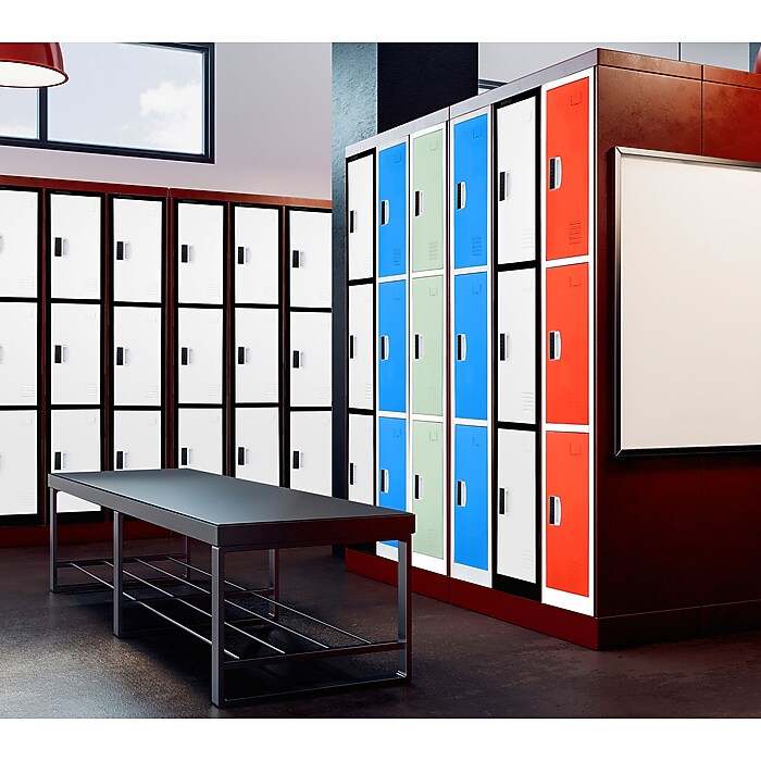 72" H x 12" W  Triple Tier Steel Storage Locker with Digital Lock, Black and White, Pack of 4