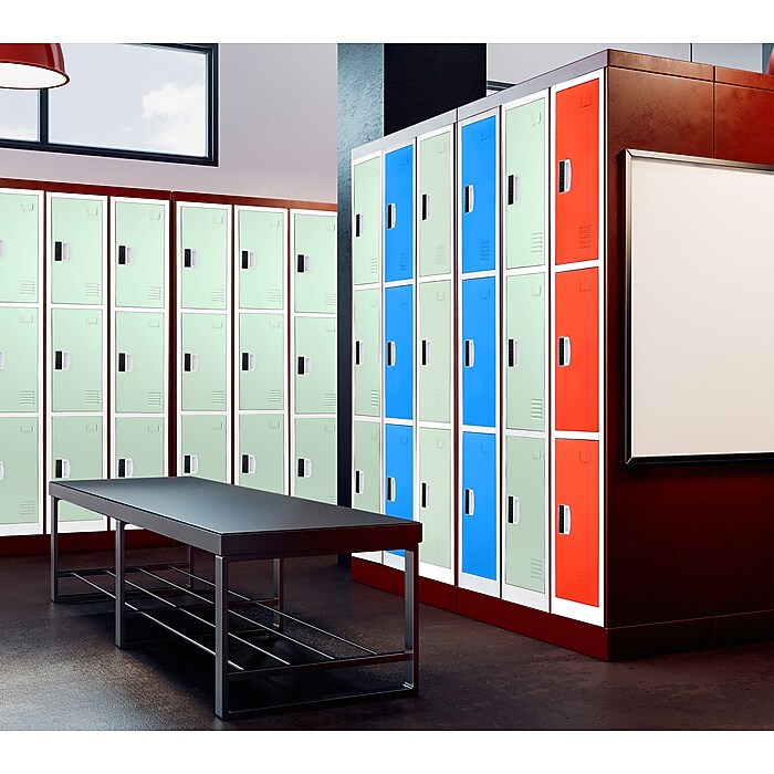 72" H x 12" W  Triple Tier Steel Storage Locker with Digital Lock, Misty Green